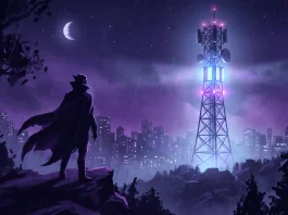 Ghosts Alum Asif Ali Cast as Vampire Bureaucrat in Eternally Yours Conceptual illustration of a vampire silhouette and a broadcast tower representing supernatural TV comedy.
