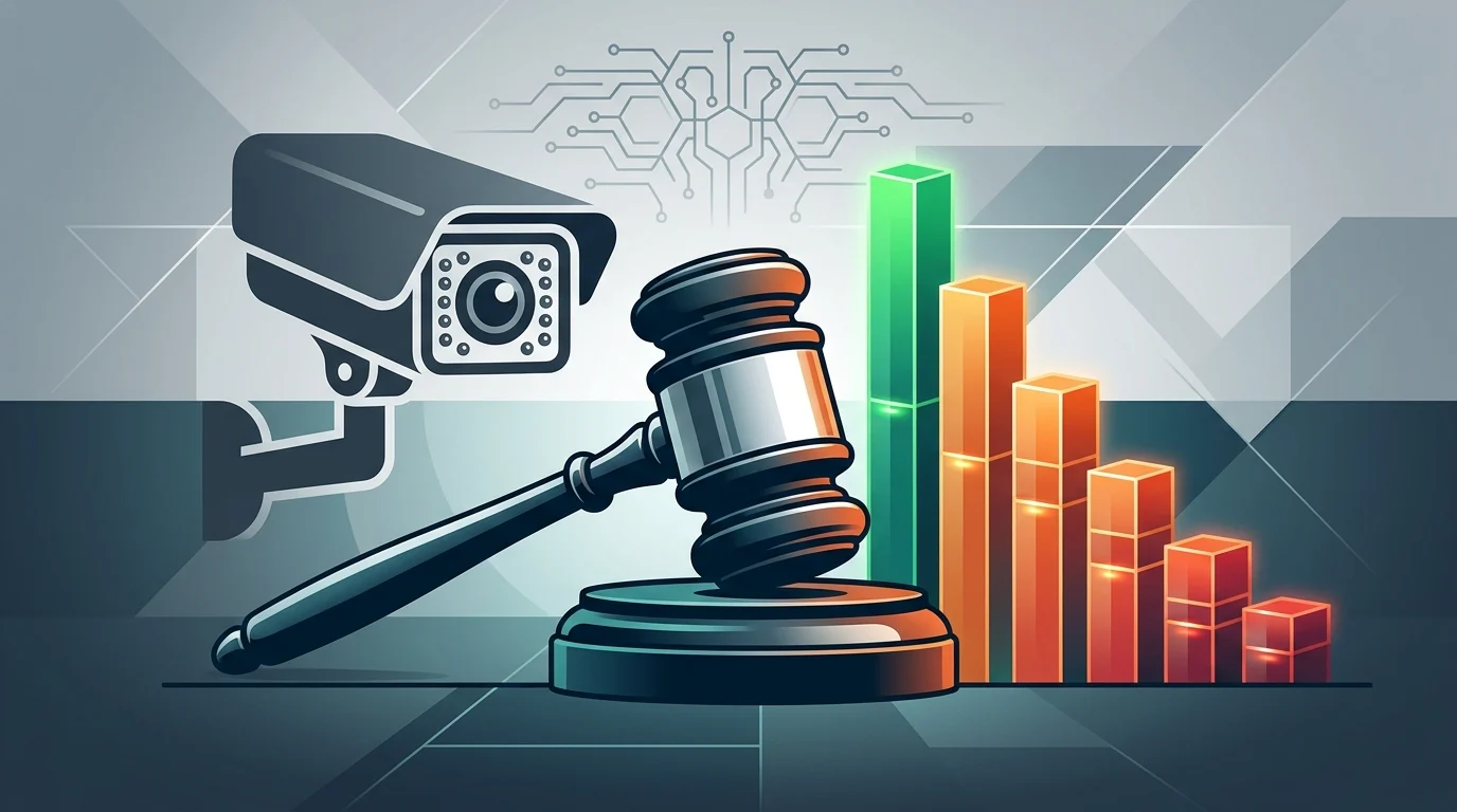 Abstract representation of legal and corporate challenges facing a technology company.