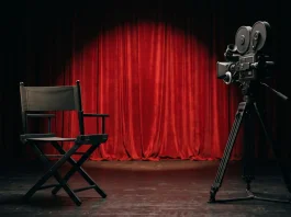 A conceptual image representing the transition from film directing to theater.