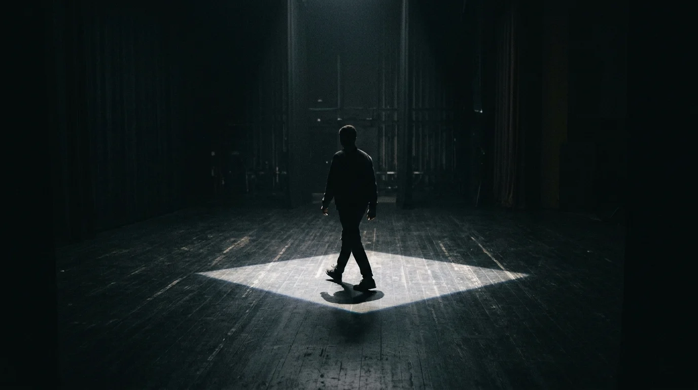 Neon Breaks Acquisition Record for Andrew Garfield’s ‘Artificial’ at NYFF 2 Stylized silhouette on a stage under a monitor-shaped light.