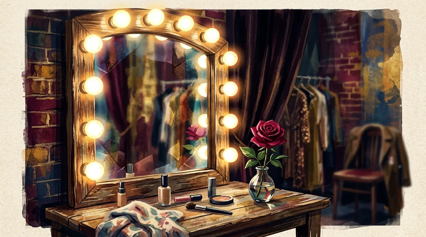 Judi Dench Denounces Retirement Labels as She Shares Hopes for a 'Dressing Room' Exit 2 An abstract dressing room mirror with vanity lights