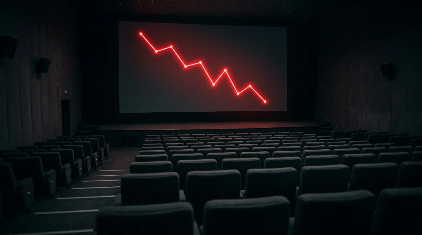 A conceptual graphic depicting declining theatrical performance.