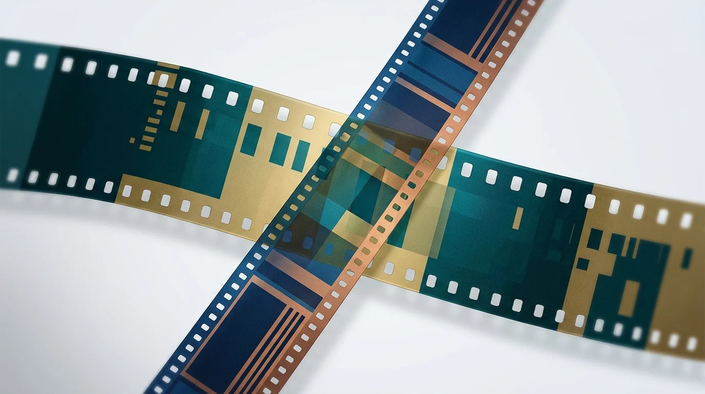 Abstract graphic showing two different sized film strips representing funding tiers.