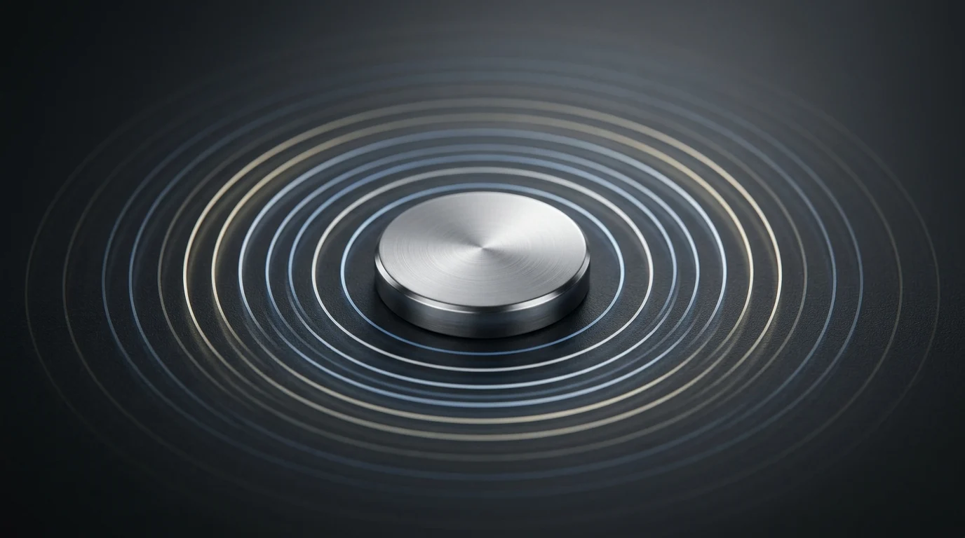 Conceptual visualization of a tracking device signal and radio waves.