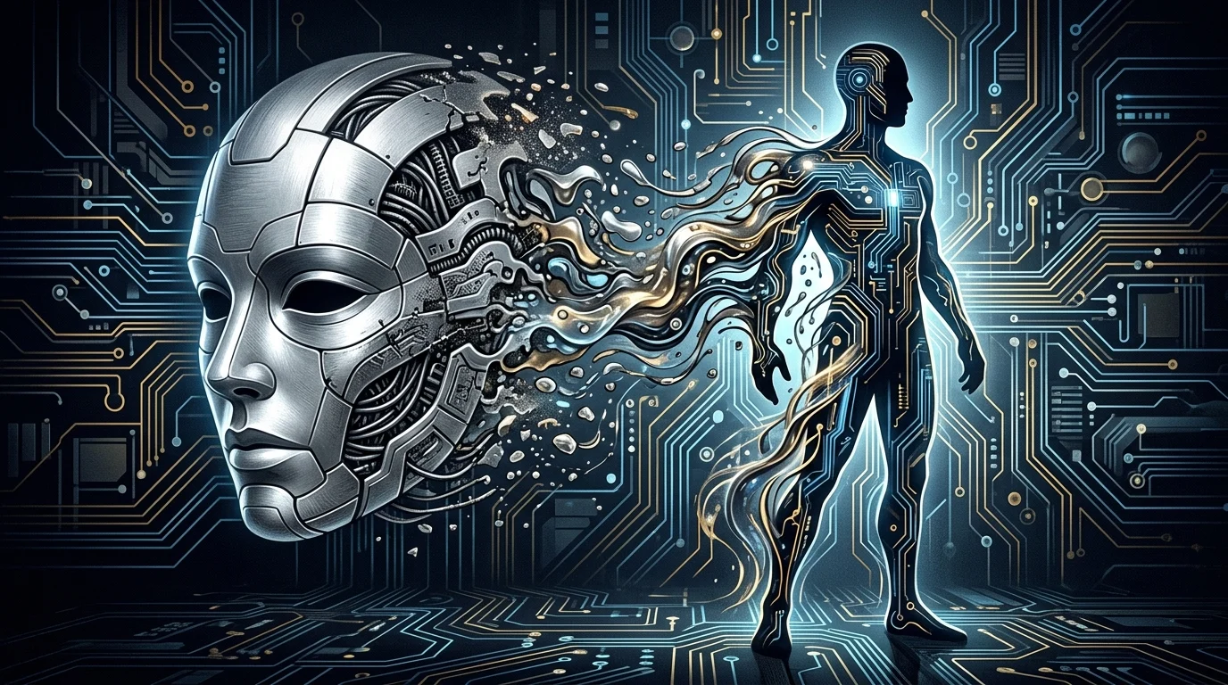 Abstract visualization of a robotic and human interface.