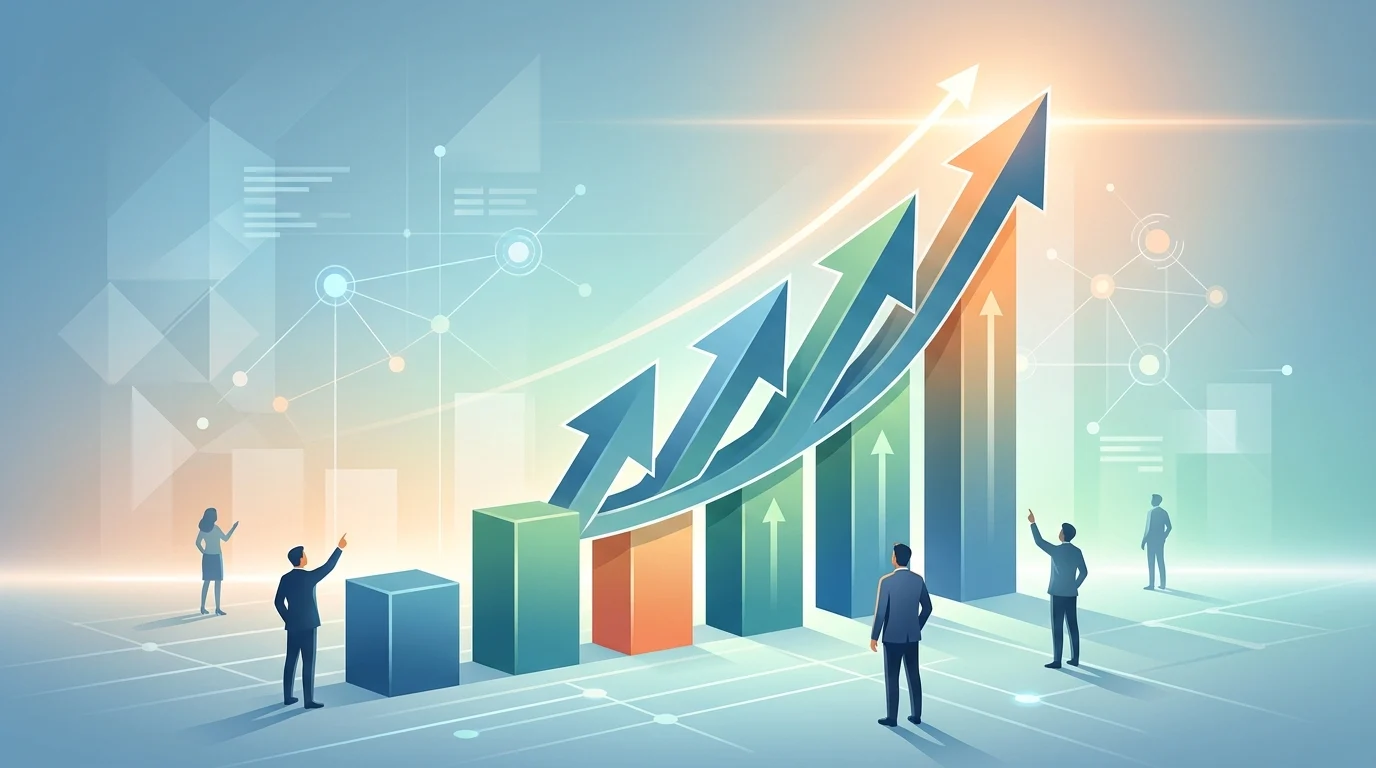 A conceptual graphic illustrating financial growth scaling with social contribution.