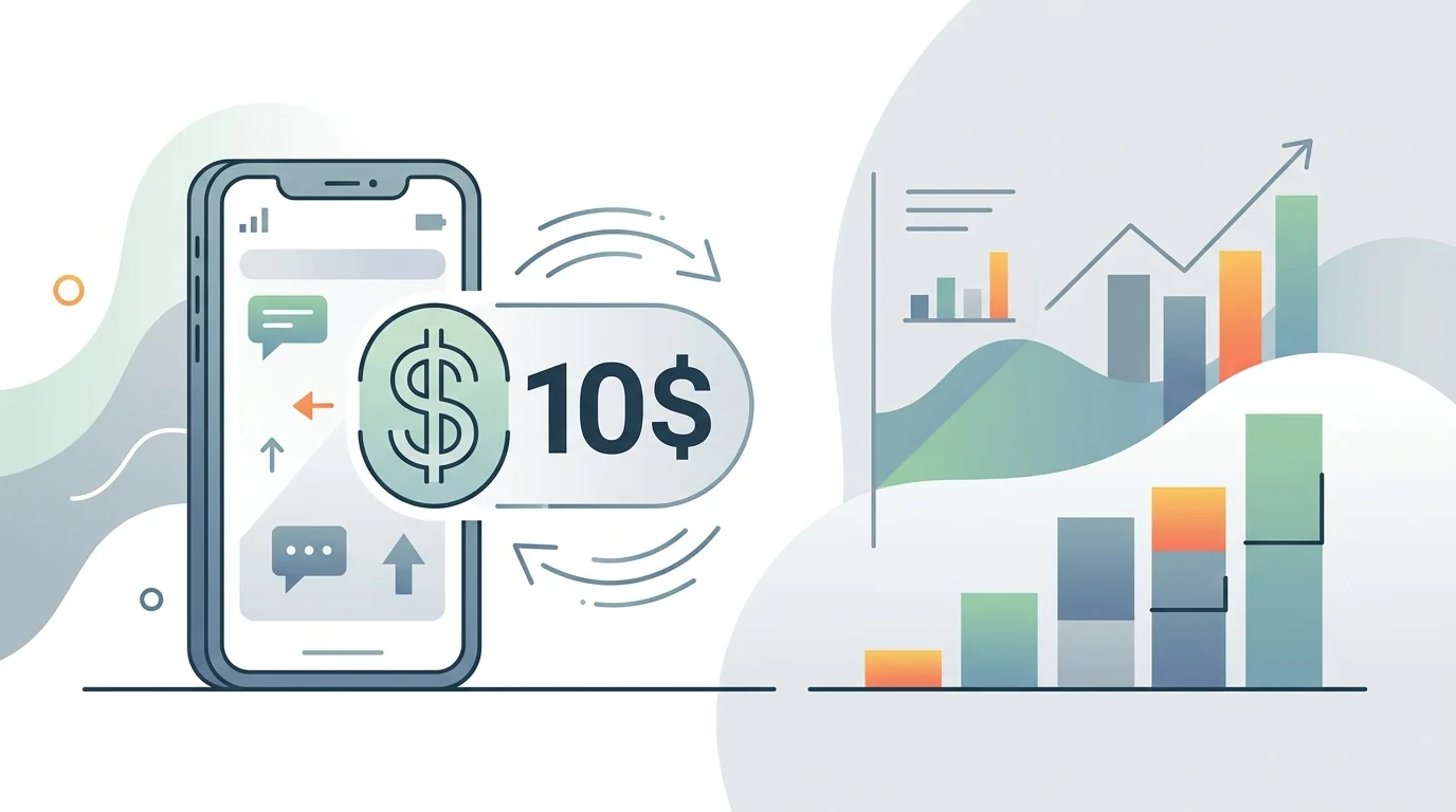 A digital graphic representing a monthly mobile service fee.