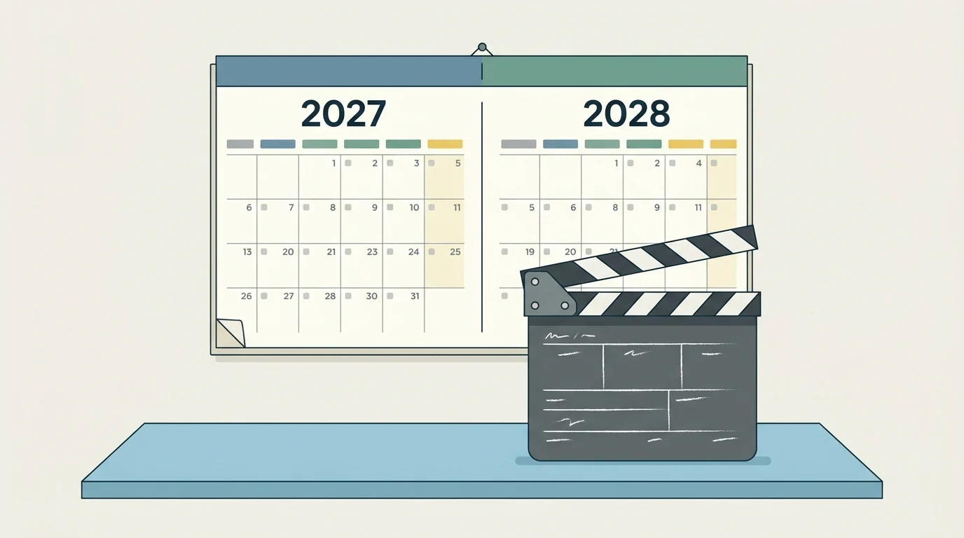 Graphic representation of a 2027 and 2028 production schedule.