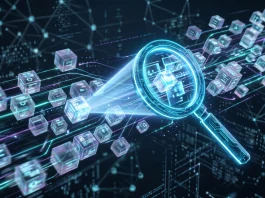 A conceptual representation of high-speed digital indexing and data search.